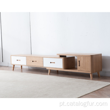 Reciclar gabinete de TV de madeira moderno / móvel de sala de estar de madeira suporte de TV com armário